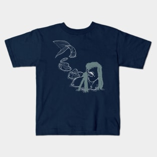 koi fish mermaid lineart Kids T-Shirt